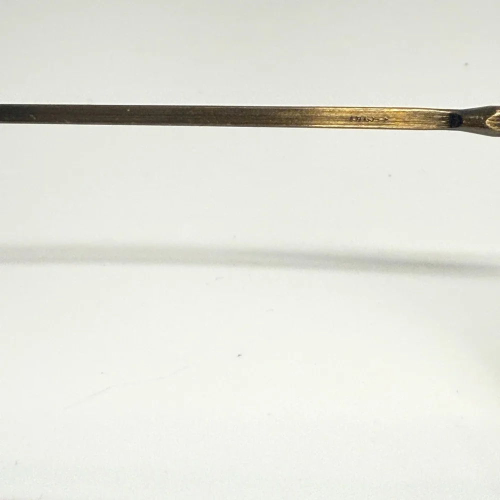 Vintage Gold Tone Half Rim Eyeglasses Frame Tortoise Shell Temple Tips 22872‎